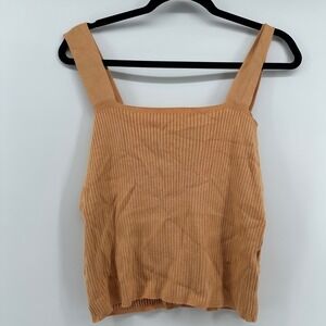 Shyanne Ribbed Knit Tank Top Womens XL Orange Square Neck Western Boho